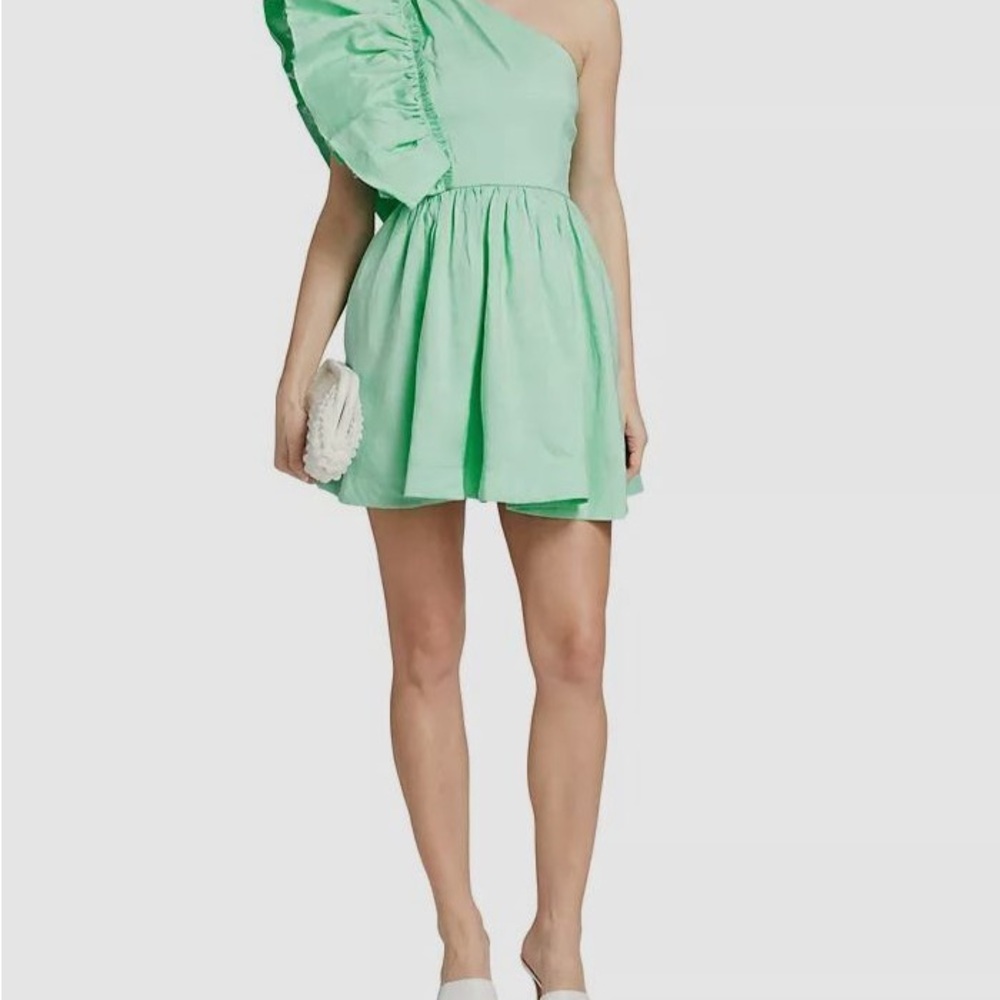 One-Shoulder Green Dress